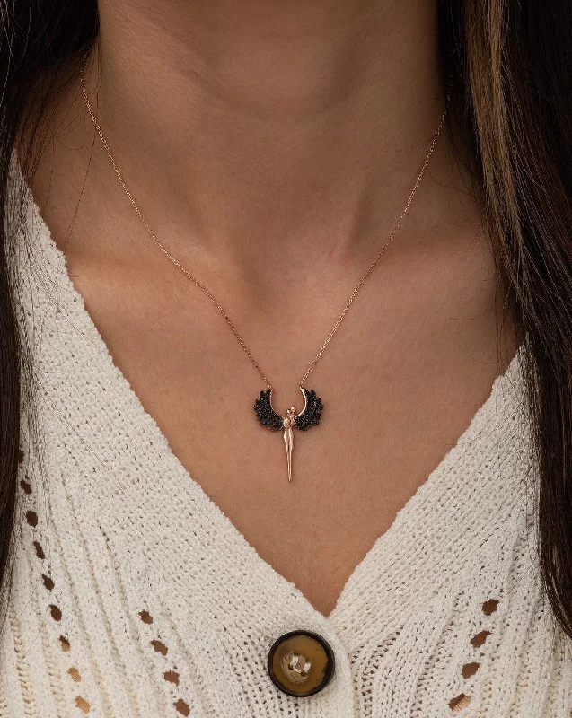 Onyx Guardian Angel Necklace