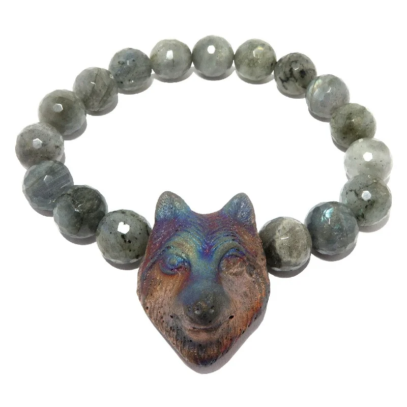 Labradorite Bracelet Rainbow Wolf Faceted Beads