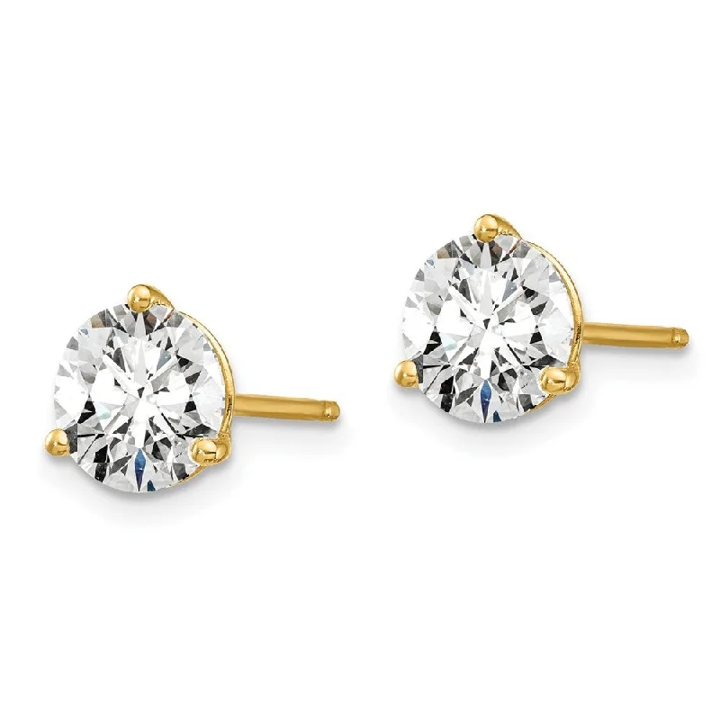 14k Yellow Gold Lab Grown Diamond Stud Earrings (1.50 cttw, Clarity- SI1-SI2, Color- G-H)