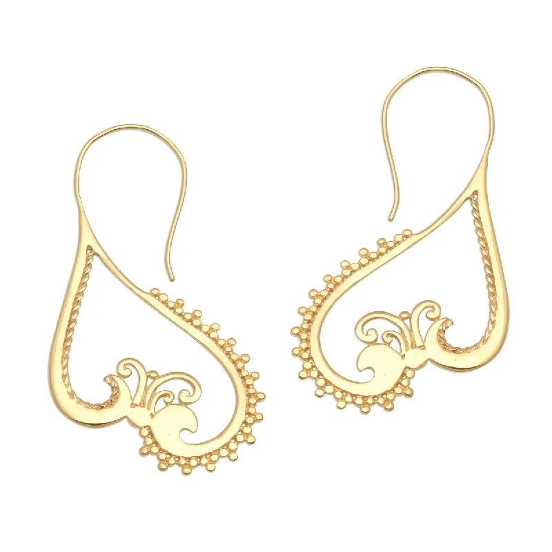 NOVICA Keramas Waves, Gold plated drop earrings - 1.2