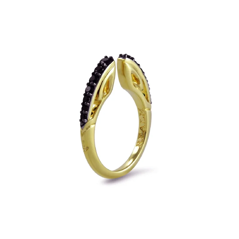 Spirit Pavé Stack Ring 2mm - 18K Gold Vermeil + CZ Noir