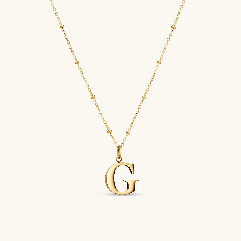 G Initial Pendant Necklace In Gold