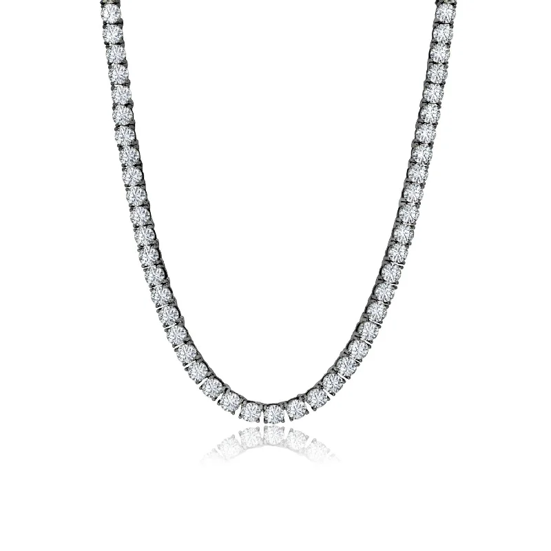 Crislu Black Rhodium Sterling Silver Cubic Zirconia 24-inch Tennis Necklace