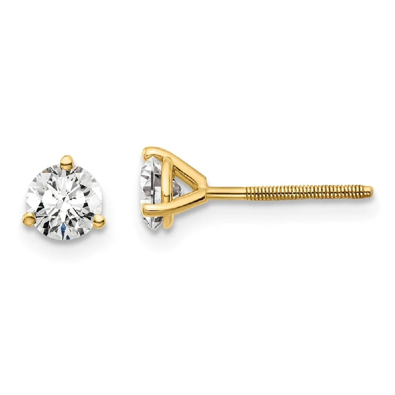 14k Yellow Gold Lab Grown Diamond Stud Earrings (3/4 cttw, Clarity- VS-SI, Color-D-E)