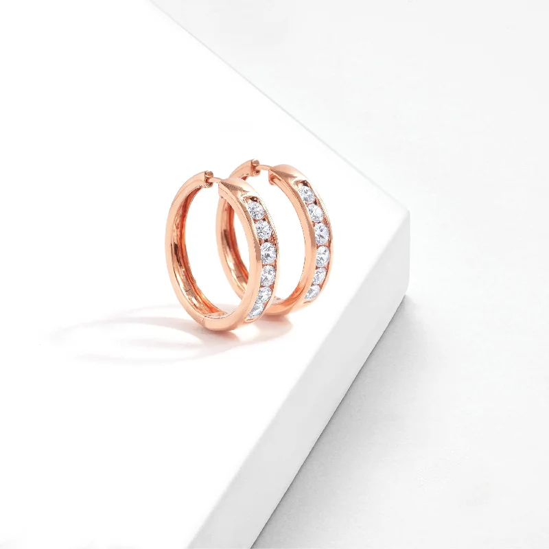 Lab Grown 2ct TDW Diamond Hoop Earrings in 14k Gold for Women