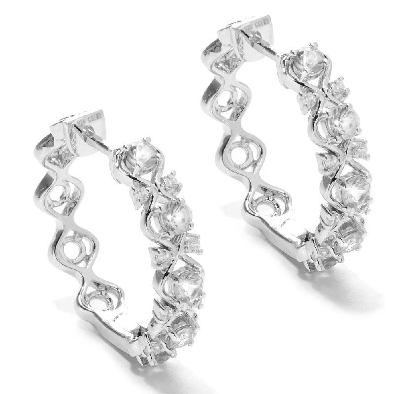 Sterling Silver Zircon Openwork Hoop Earrings