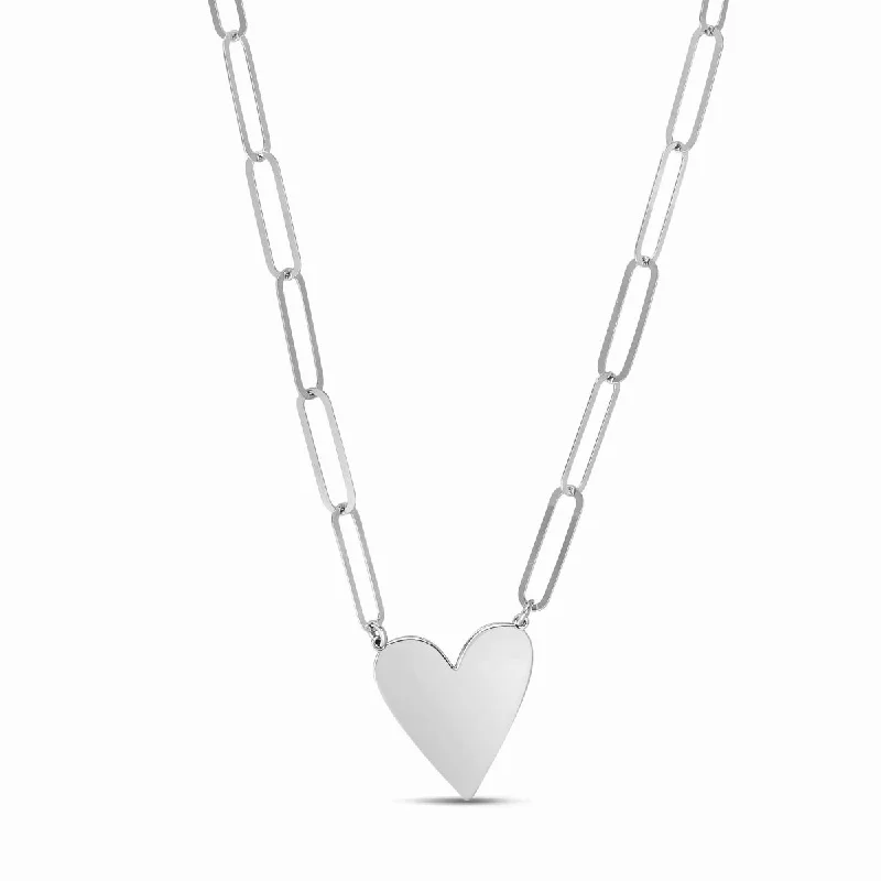 Sterling Silver 18-inch 4.2MM Heart Paperclip Necklace