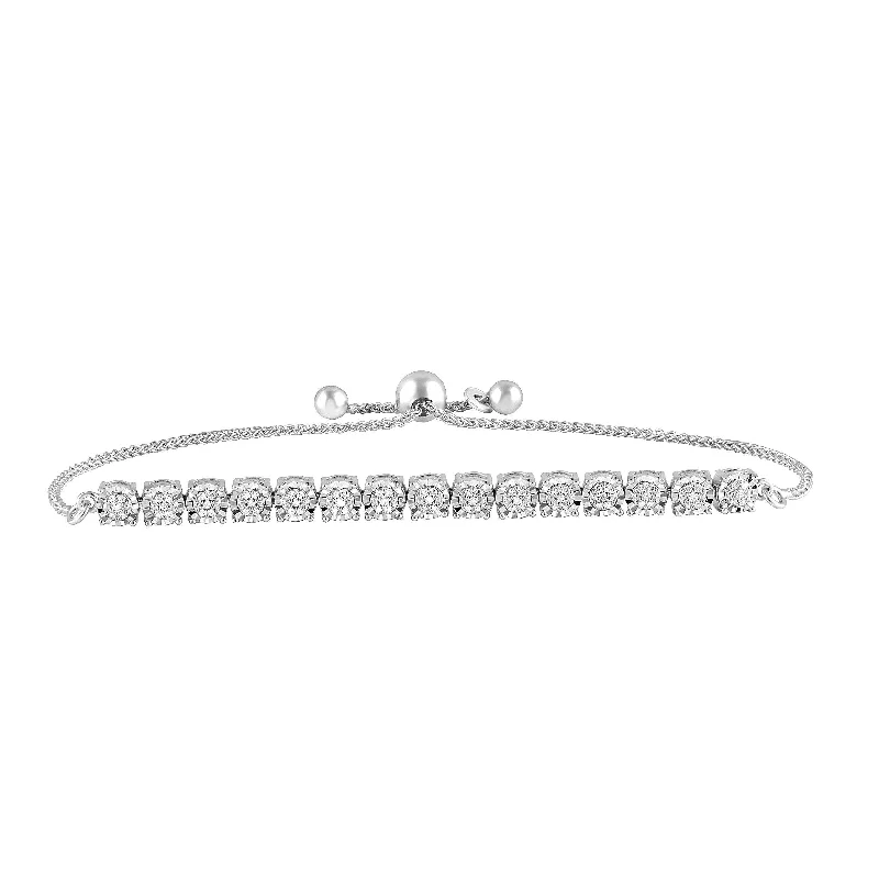 Bolo Bracelet with 1/4ct of Diamonds in Sterling Silver