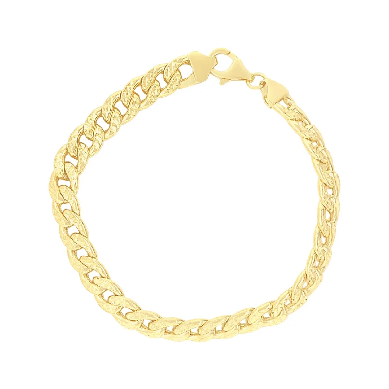 9ct Yellow Gold Silver Infused Curb Bracelet 20cm