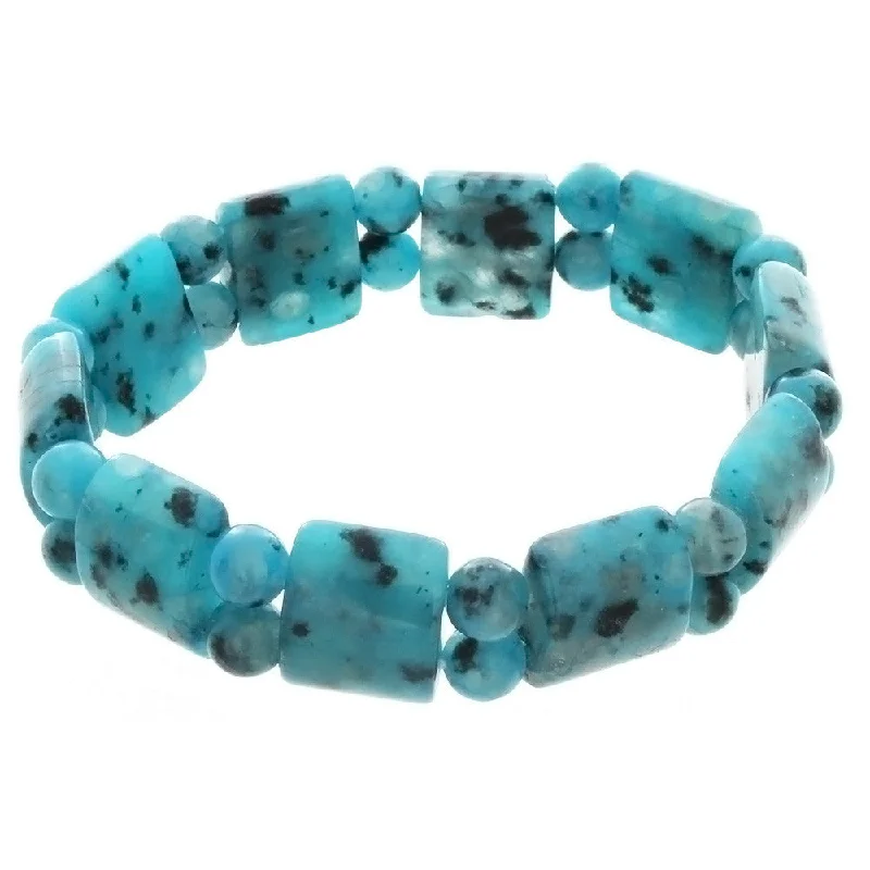 STRETCH GEMSTONE KIWI STONE BLUE TANKER BRACELET