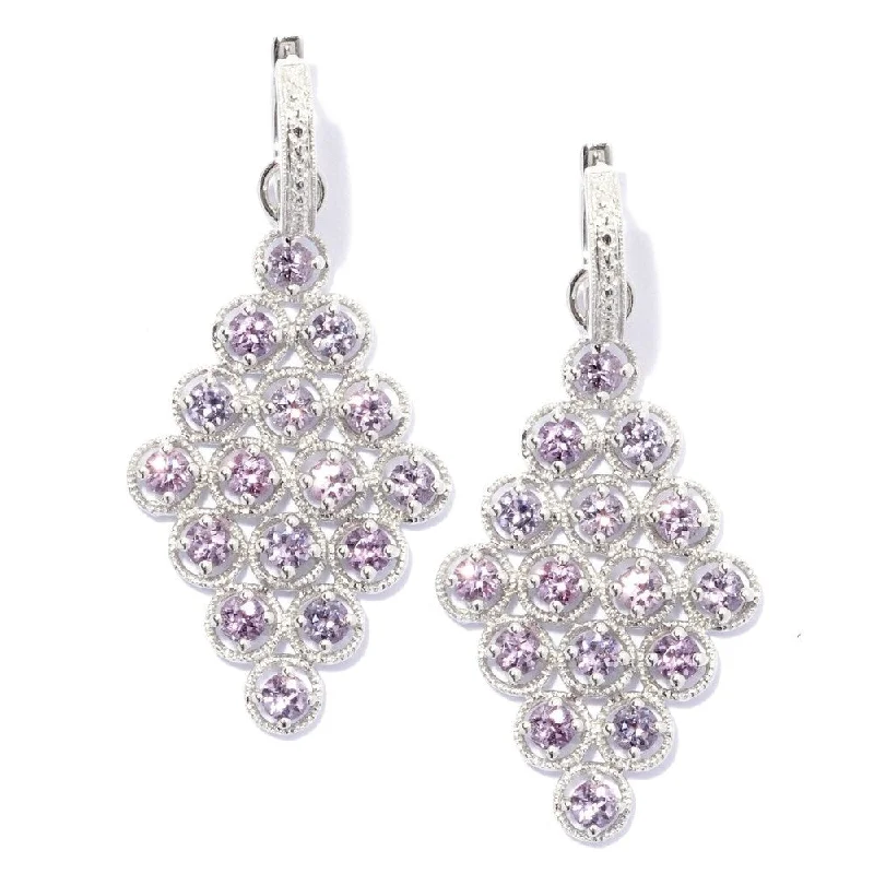 Sterling Silver Lavender Spinel Hoop Earrings with Removable Drop