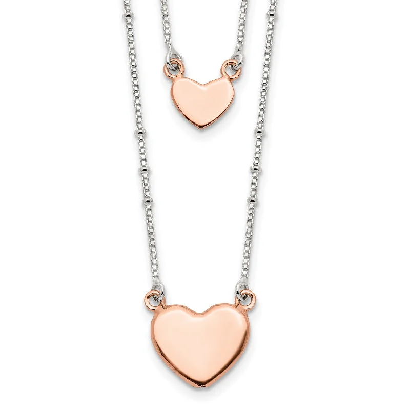 Sterling Silver 18-inch Heart Two Layer Necklace