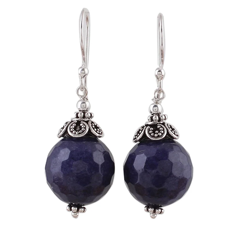 Handmade Aventurine Dangle Earrings, 'Blue Violet Exuberance' (India)