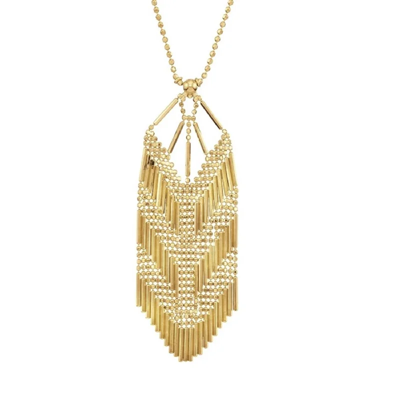 14KT Yellow Gold 17-inch Beaded Mesh Necklace