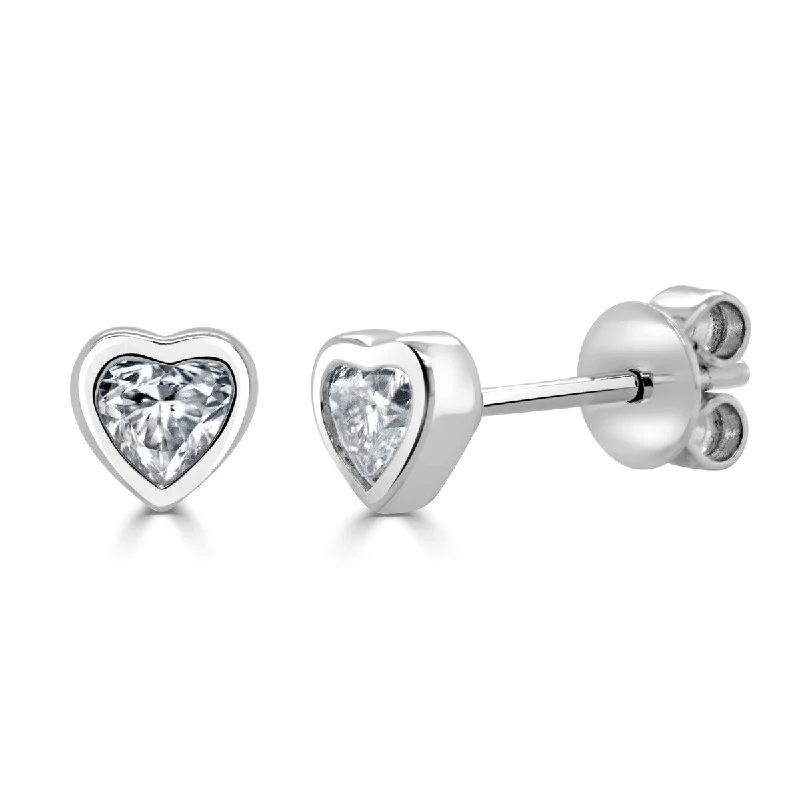 Joelle Diamond Heart Stud Earrings 14K Gold