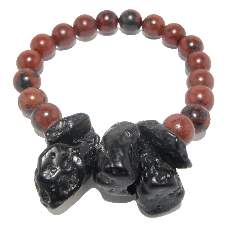 Mahogany Obsidian Bracelet Black Tektite Space Face