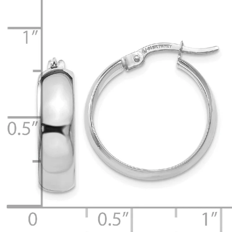 Diamond2Deal 10K White Gold Polished Hinged Hoop Earrings (L-19mm, W-4mm)