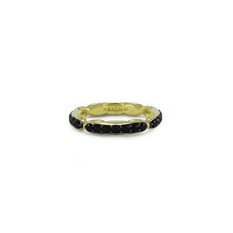 Ever Pavé Stack Ring 3.25mm - 18K Gold Vermeil + CZ Noir