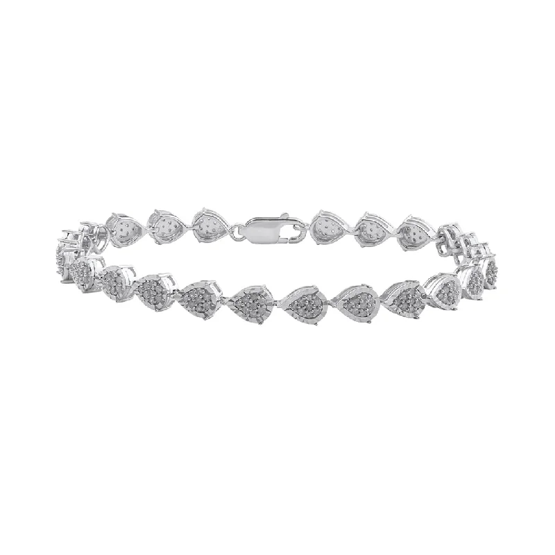 Sterling Silver 1.00ct Diamond Pear Tennis Bracelet