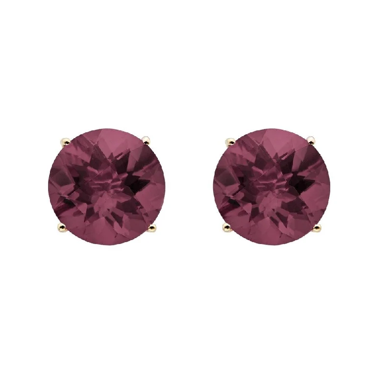 10K Yellow Gold 8mm Round-cut Garnet Stud Earrings