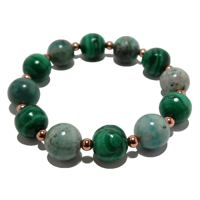 Chrysocolla Bracelet Malachite Goddess Beaded Copper