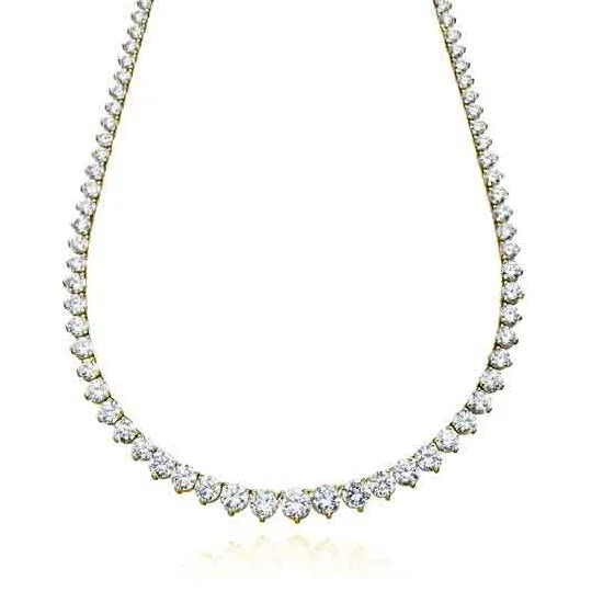 Crislu 18KT Yellow Gold Plated Sterling Silver Round Cubic Zirconia 16-inch Tennis Necklace