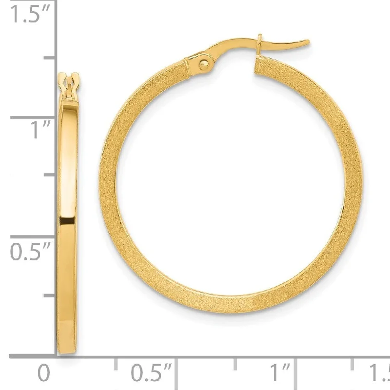 Diamond2Deal 10k Yellow Gold Brushed and Polished Round Hoop Earrings (L-30mm, W-29.5mm)