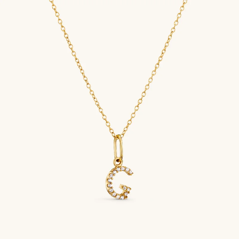 G Crystal Initial Necklace in Gold