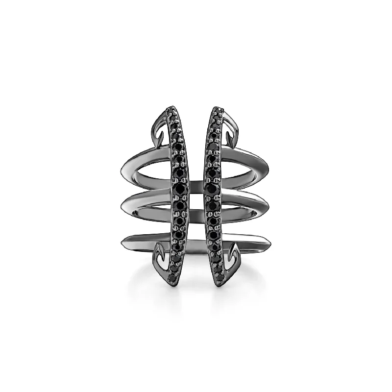 Corset Pavé Ring - Black Ruthenium Vermeil + CZ Noir