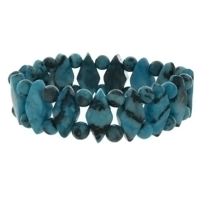 STRETCH GEMSTONE KIWI STONE BLUE PRINCESS BRACELET