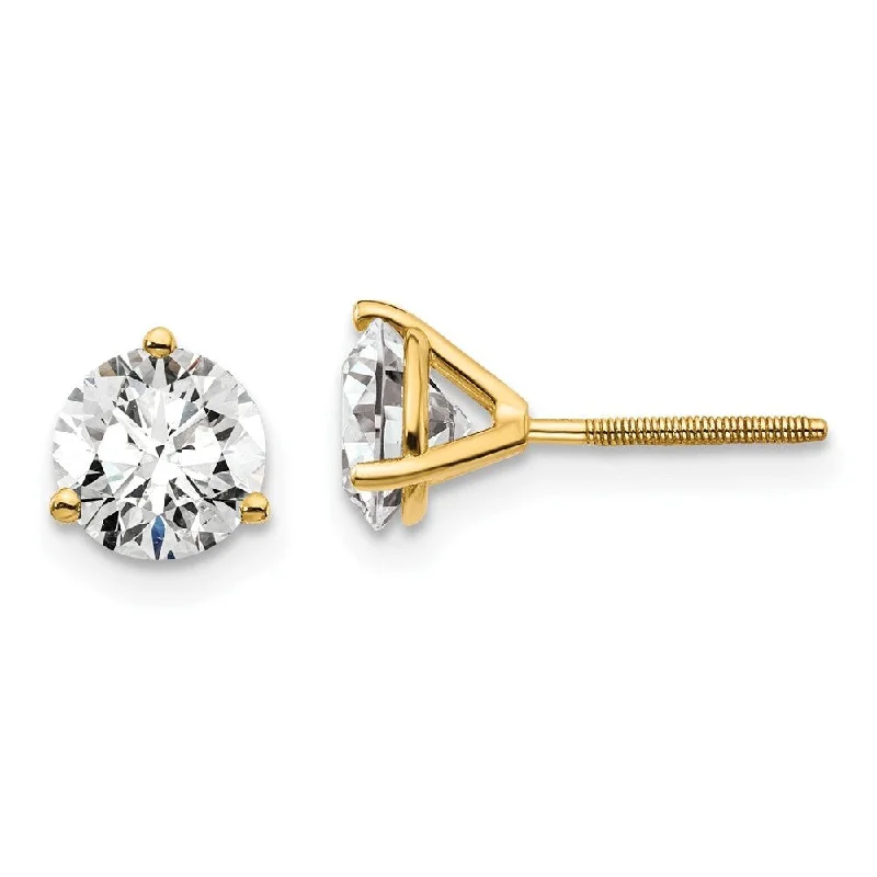 14k Yellow Gold Lab Grown Diamond Stud Earrings (1.50 cttw, Clarity- SI1-SI2, Color- G-H)