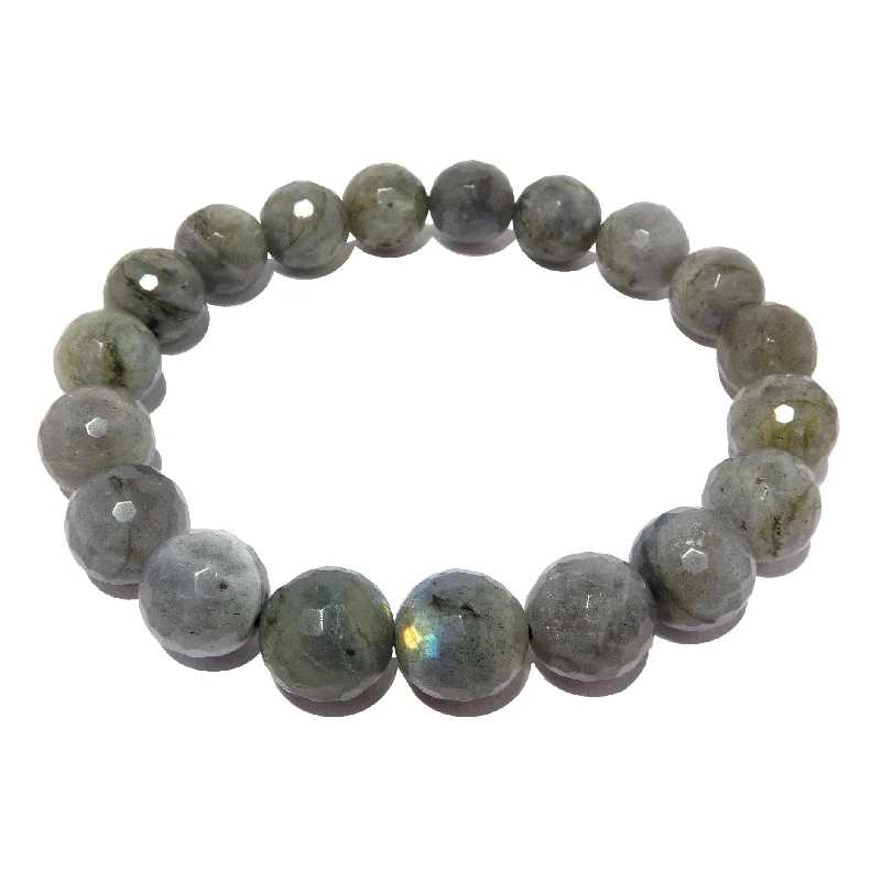 Labradorite Bracelet Rainbow Sky Light Silver Faceted Beads