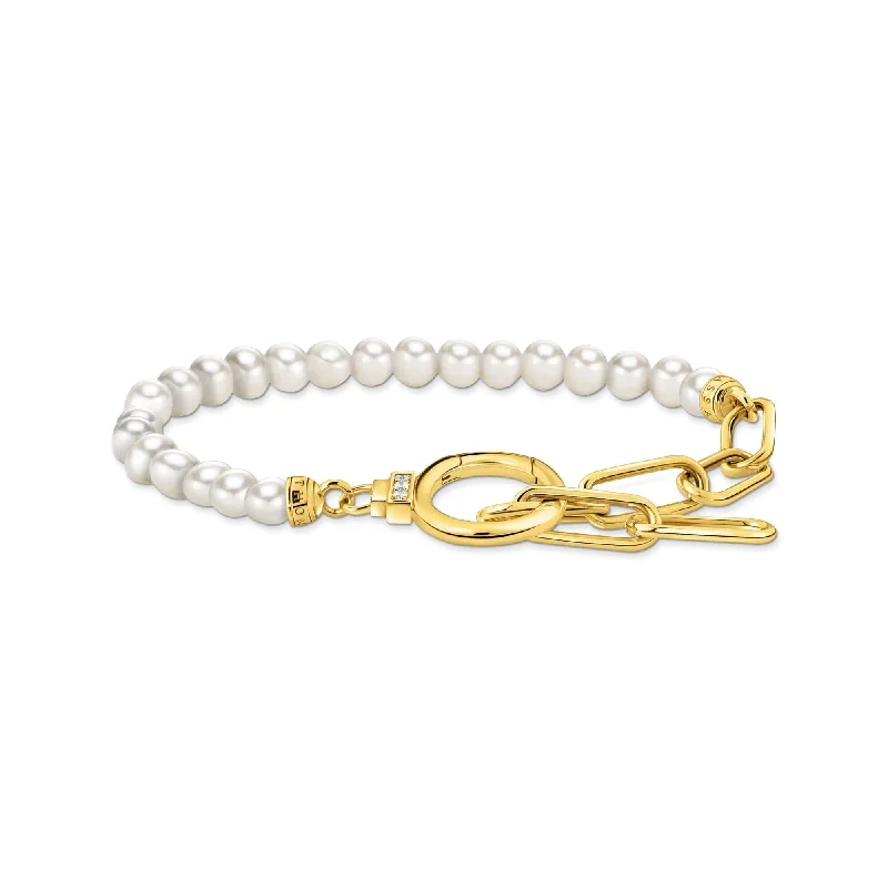 THOMAS SABO Golden Bracelet with Freshwater Cultured Pearls