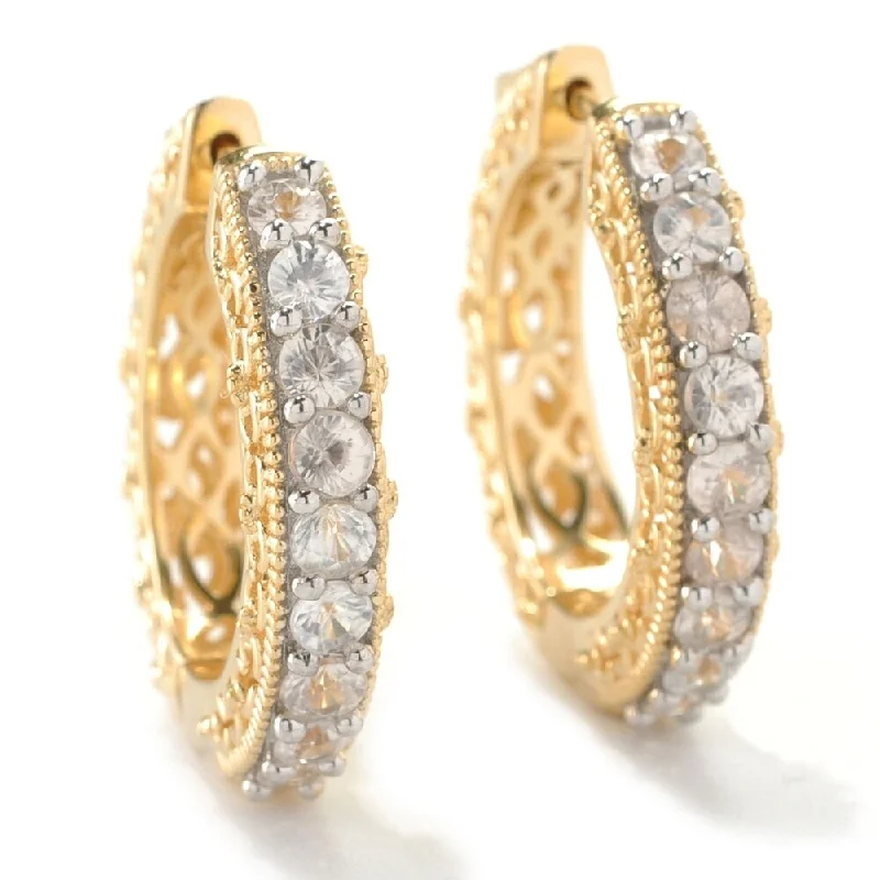 1" Nine-Stone Scrollwork Zircon Hoop Earrings