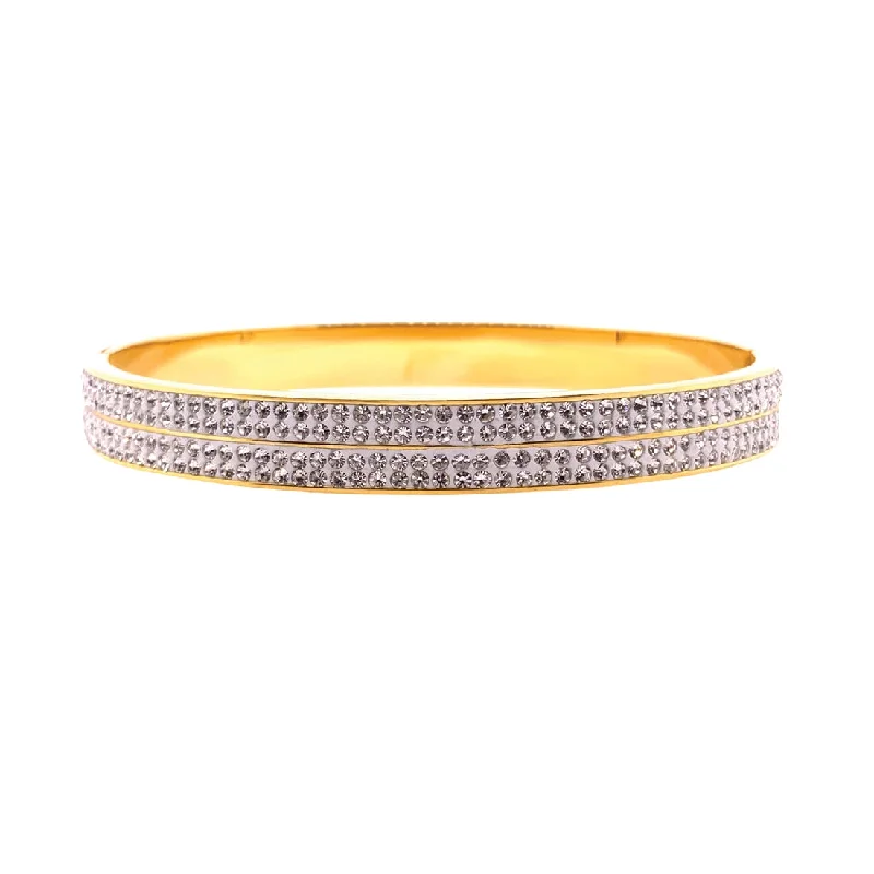 Yellow Stainless Steel 6mm Pave Crystal Bangle