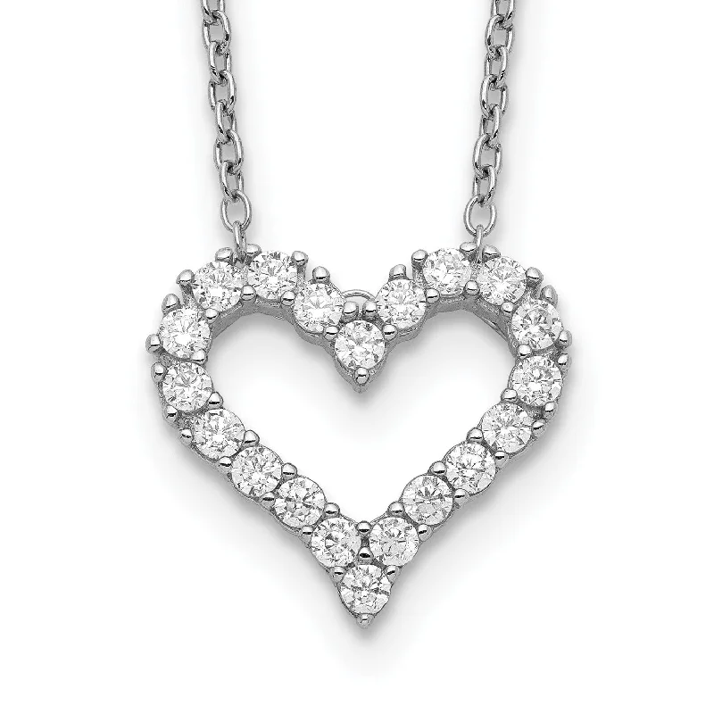 Sterling Silver Cubic Zirconia 18-inch Heart Necklace