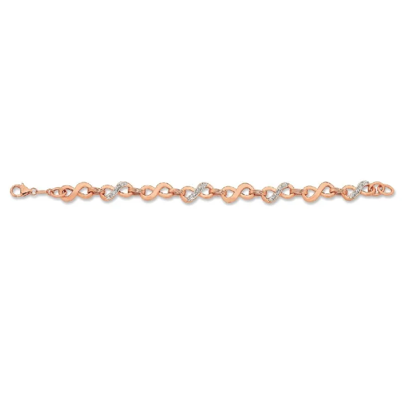 9ct Rose Gold Silver Infused Crystal Infinity Bracelet