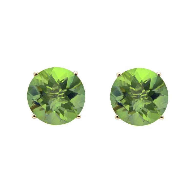 14k Yellow Gold 8mm Round-cut Topaz Stud Earrings