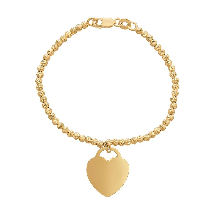 Children's 9ct Yellow Gold Silver Infused Heart Bracelet 14cm