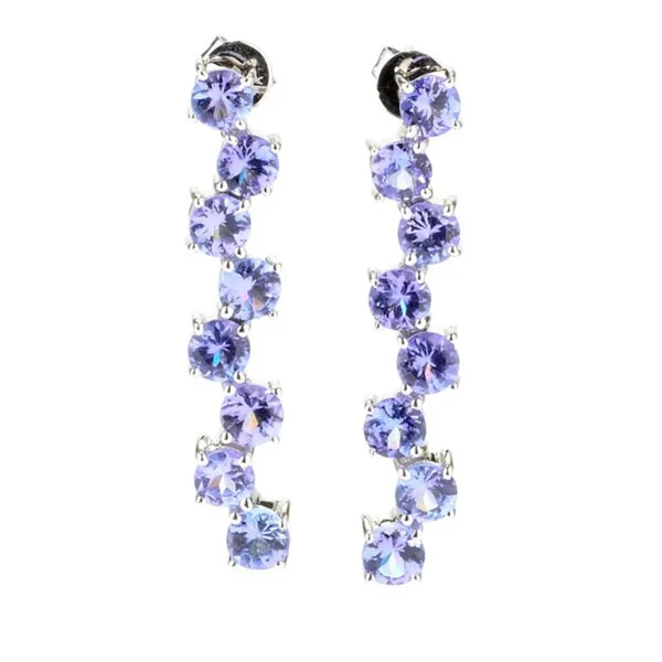 14k White Gold 1.25-inch AAA+ Tanzanite Line Earrings