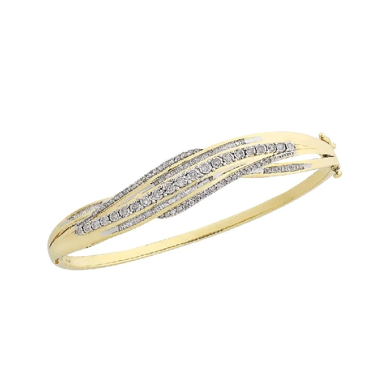 9ct Yellow Gold Miracle 1.00ct Diamond Bangle