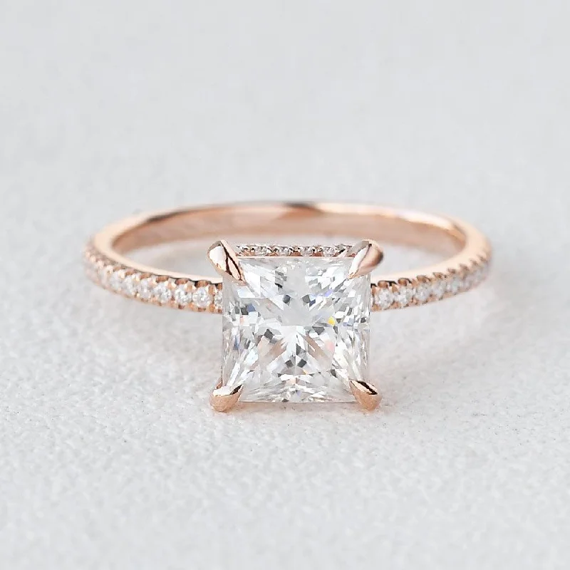 2.0ct Princess Cut Moissanite Engagement Ring