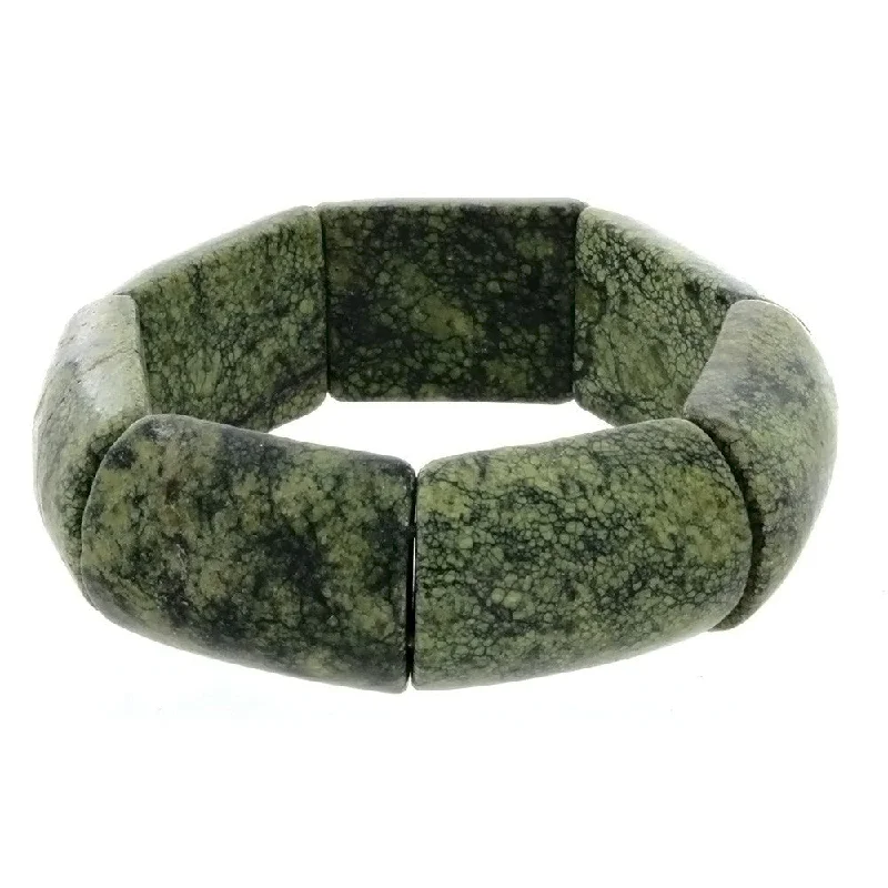 STRETCH GEMSTONE RUSSIAN JADE SLAB BRACELET