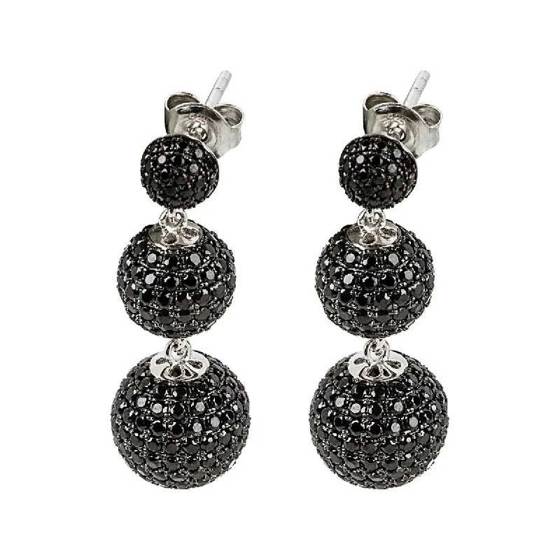 925 Sterling Silver Black Spinel Gemstone Drop Earrings