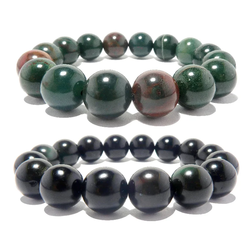 Earth Bracelet Set Bloodstone Rainbow Obsidian