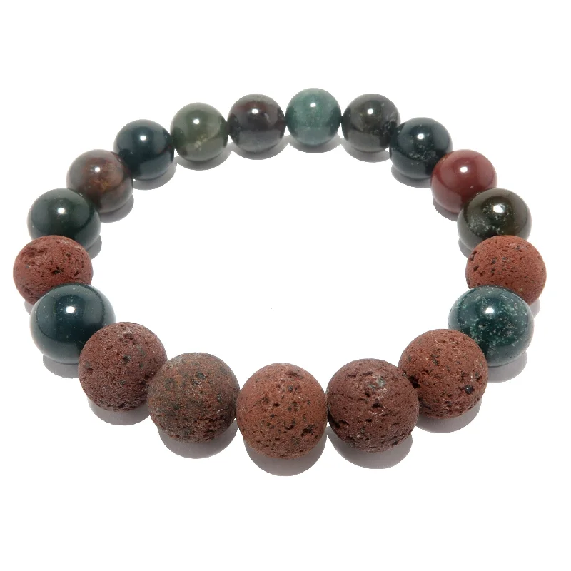 Bloodstone Bracelet Red Lava Rugged Earth Stones