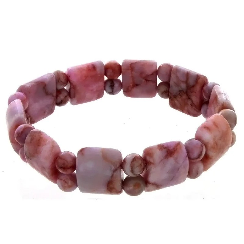 STRETCH GEMSTONE MATRIX STONE PINK TANKER BRACELET