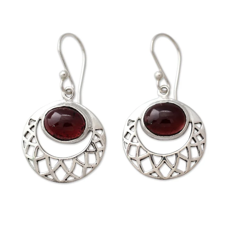 Sterling Silver 'Web of Hope' Garnet Earrings