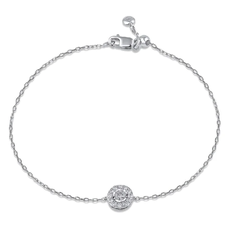 Halo Station Bracelet with 1/5ct of Diamonds in Sterling Silver