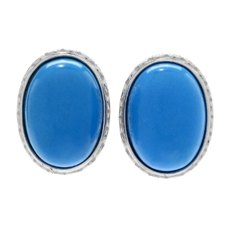 Sterling Silver 18 x 13mm Ceruleite Stud Earrings w/ Omega Backs